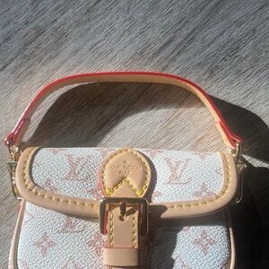 Louis Vuitton White & Pink Trim Mini Top Handle Bag